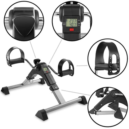 eOnekart Mini Cycle Pedal Exerciser with Fixing Strap | Foldable & Portable | Adjustable Resistance | Digital Display | Leg & Arm Workout Machine for Seniors, Home Physiotherapy & Light Exercise