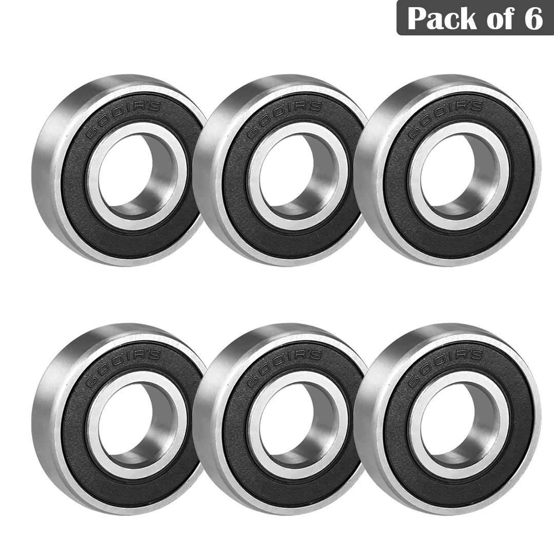 6001RS (12x28x8mm) Deep Groove Ball Bearings Rubber Double Shielded Radial Ball Bearing | 3D Printer | Robotics | DIY Projects or Wheelchair Wheel | Chrome Steel Pre-Lubricated