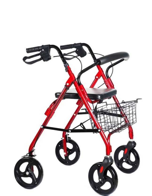Lightweight Foldable Aluminium Dual Use Rollator Walker With Seat for Seniors